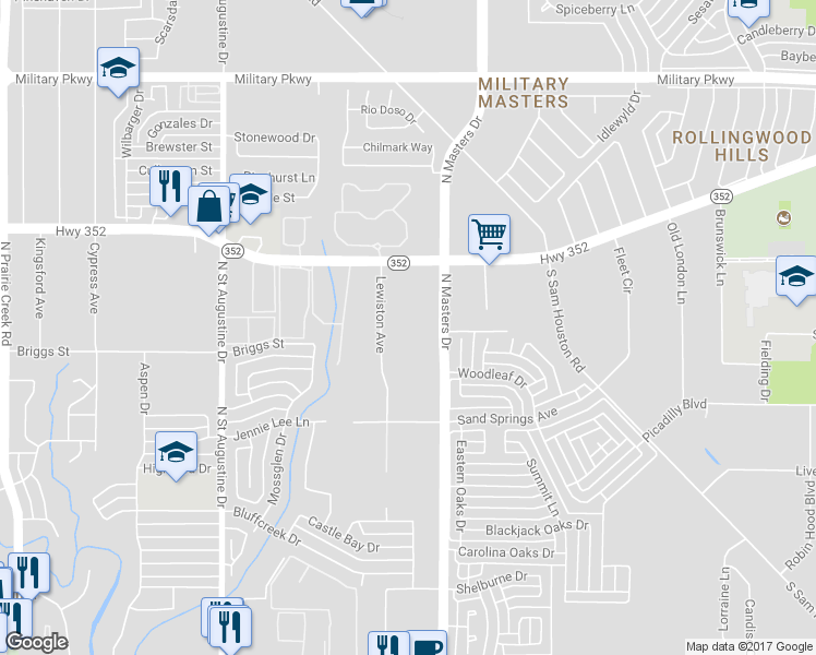 map of restaurants, bars, coffee shops, grocery stores, and more near 2816 Lewiston Avenue in Dallas
