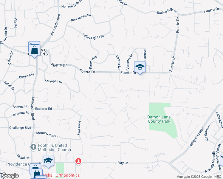 map of restaurants, bars, coffee shops, grocery stores, and more near 11441 Fuerte Farms Road in El Cajon