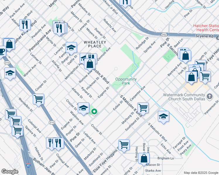 map of restaurants, bars, coffee shops, grocery stores, and more near 3948 Myrtle Street in Dallas