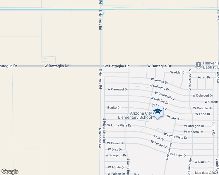 map of restaurants, bars, coffee shops, grocery stores, and more near 12649 West Carousel Drive in Arizona City