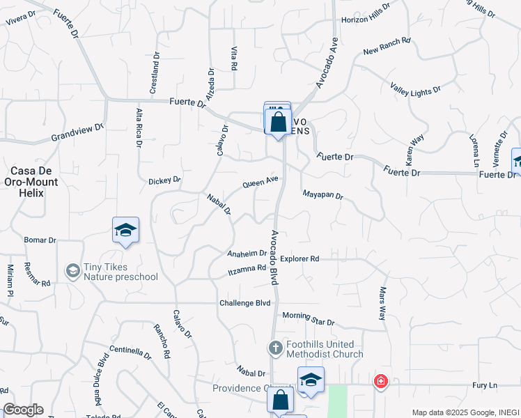map of restaurants, bars, coffee shops, grocery stores, and more near 4511 Taft Avenue in La Mesa