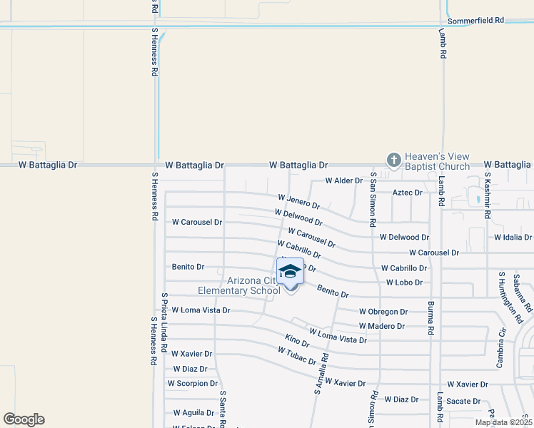 map of restaurants, bars, coffee shops, grocery stores, and more near 12268 West Carousel Drive in Arizona City