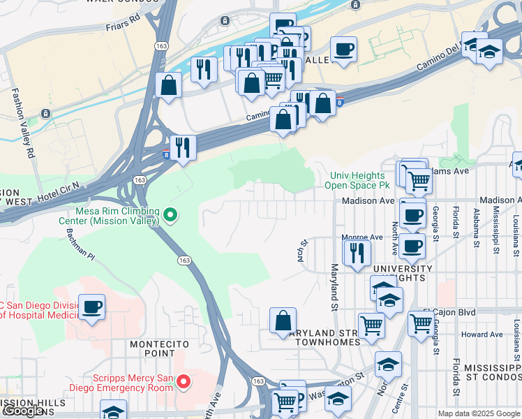 map of restaurants, bars, coffee shops, grocery stores, and more near 4550 Hoffman Street in San Diego
