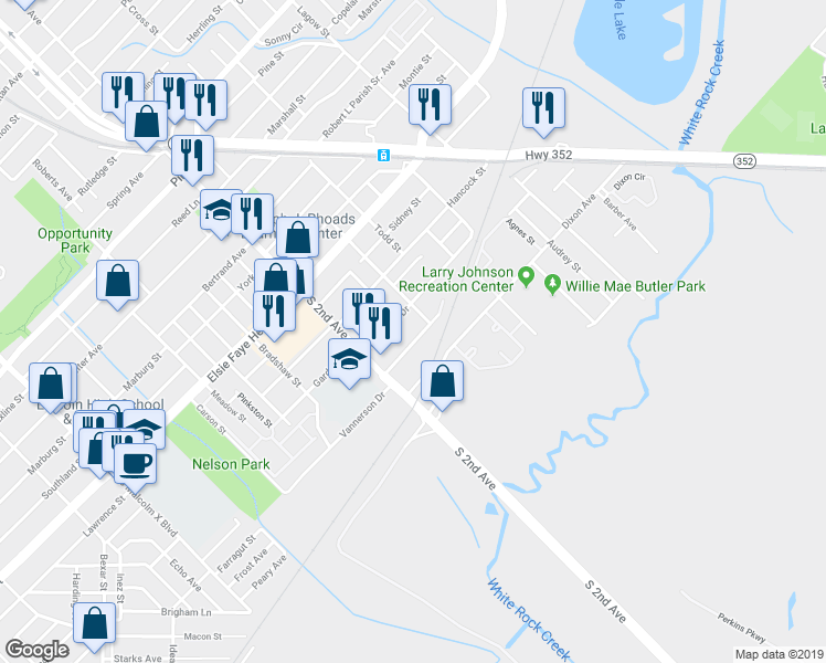 map of restaurants, bars, coffee shops, grocery stores, and more near 3606 Reese Drive in Dallas