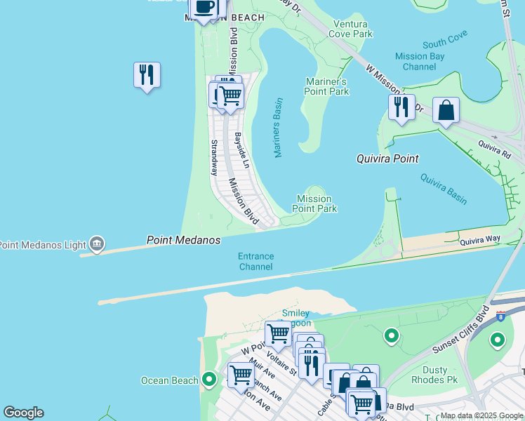 map of restaurants, bars, coffee shops, grocery stores, and more near 801 Aspin Court in San Diego