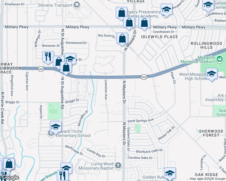 map of restaurants, bars, coffee shops, grocery stores, and more near 2816 Lewiston Avenue in Dallas