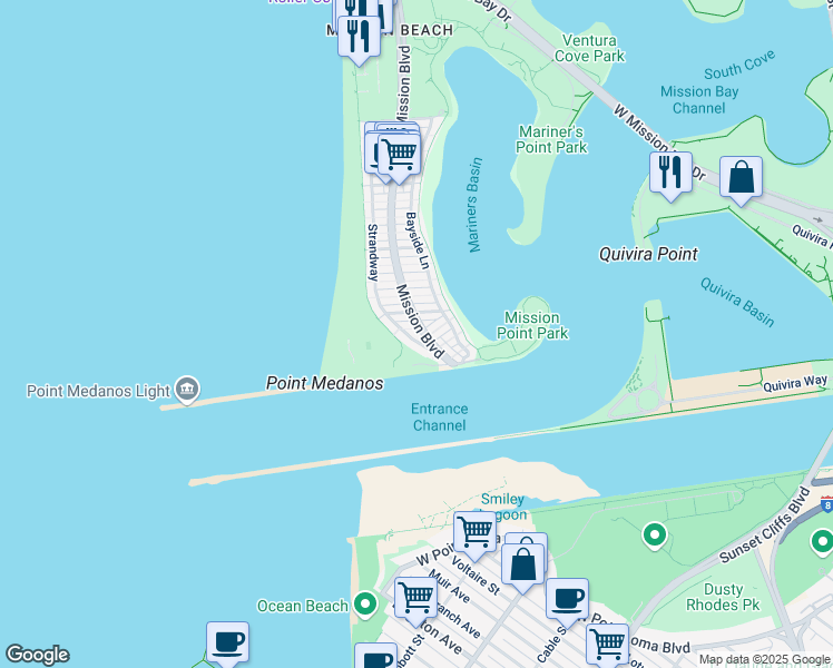 map of restaurants, bars, coffee shops, grocery stores, and more near 802 San Luis Rey Place in San Diego