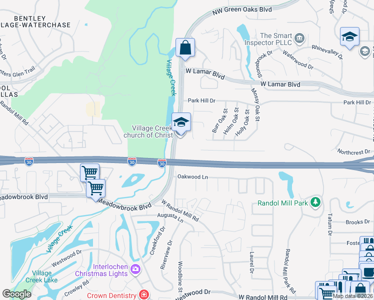 map of restaurants, bars, coffee shops, grocery stores, and more near 1723 Wilma Lane in Arlington