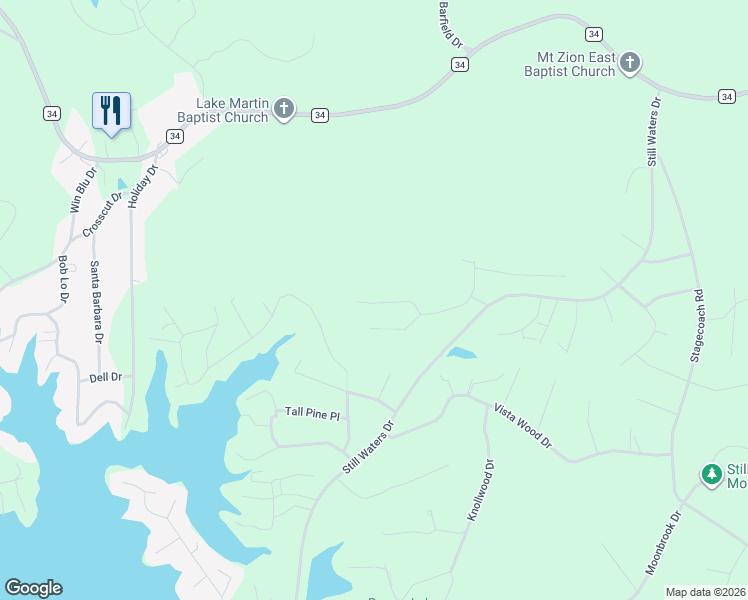 map of restaurants, bars, coffee shops, grocery stores, and more near 184-198 Fren Ridge Lane in Dadeville