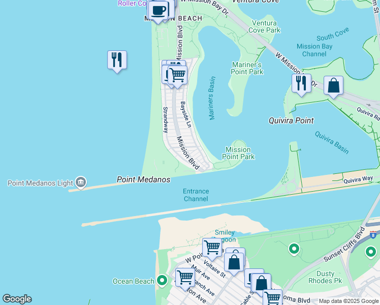 map of restaurants, bars, coffee shops, grocery stores, and more near 802 San Luis Rey Place in San Diego