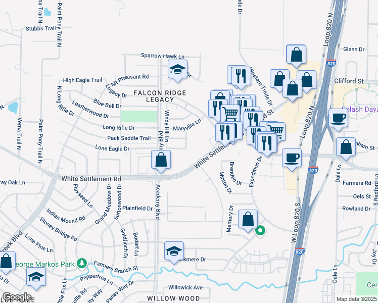 map of restaurants, bars, coffee shops, grocery stores, and more near 308 Pepperwood Tr in Fort Worth