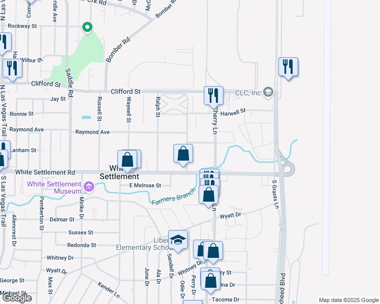 map of restaurants, bars, coffee shops, grocery stores, and more near 123 North Roe Street in Fort Worth
