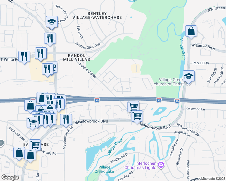 map of restaurants, bars, coffee shops, grocery stores, and more near 1212 Nicole Street in Fort Worth