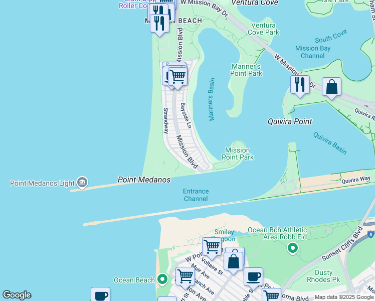 map of restaurants, bars, coffee shops, grocery stores, and more near 802 San Luis Rey Place in San Diego