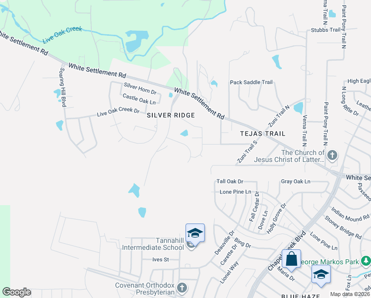 map of restaurants, bars, coffee shops, grocery stores, and more near 10805 Broken Arrow Trail in Fort Worth