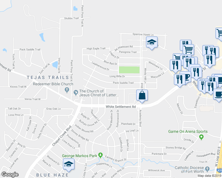 map of restaurants, bars, coffee shops, grocery stores, and more near 10020 Lone Eagle Drive in Fort Worth