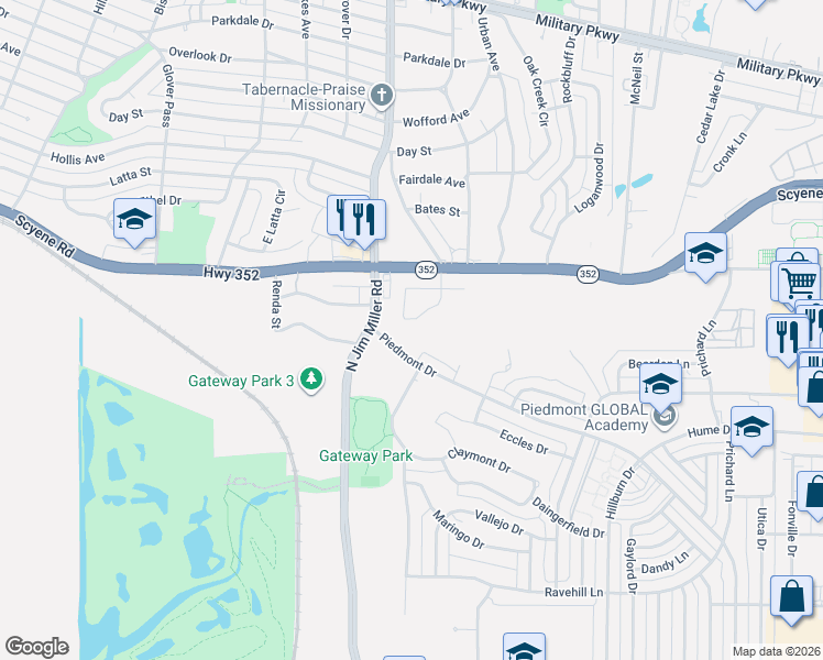 map of restaurants, bars, coffee shops, grocery stores, and more near 2914 Victorian Forest Drive in Dallas