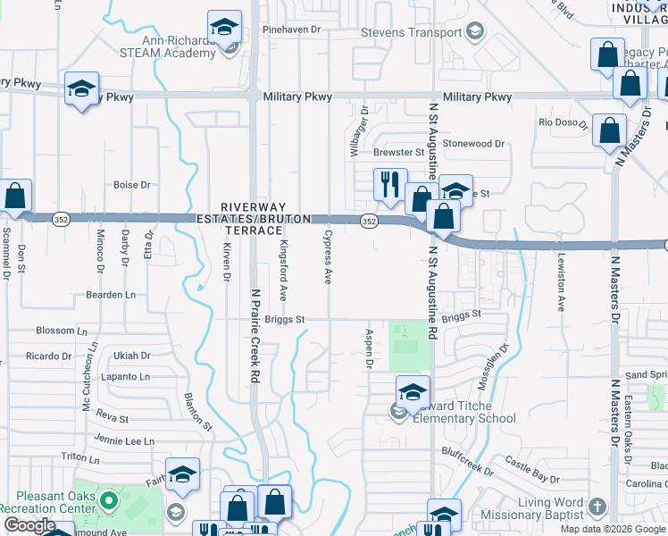 map of restaurants, bars, coffee shops, grocery stores, and more near 2858 Cypress Avenue in Dallas