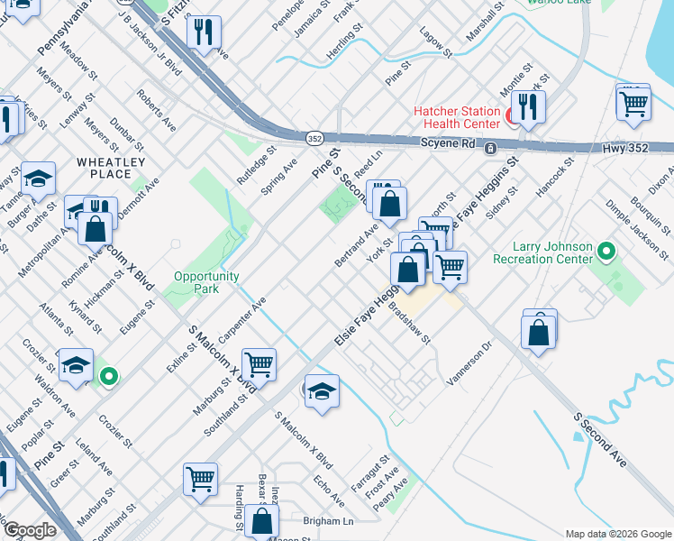 map of restaurants, bars, coffee shops, grocery stores, and more near 4502 Roberts Avenue in Dallas