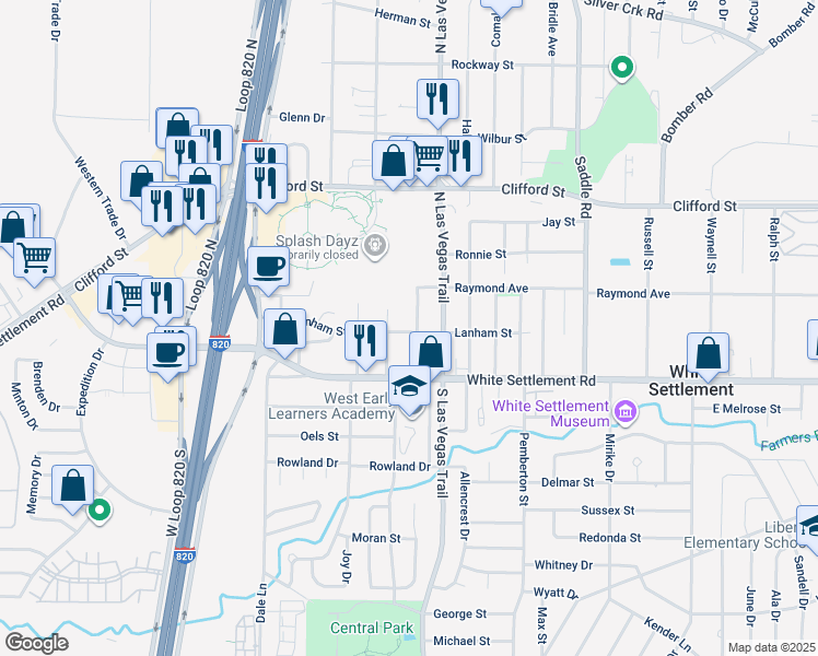map of restaurants, bars, coffee shops, grocery stores, and more near 201 North Normandale Street in Fort Worth