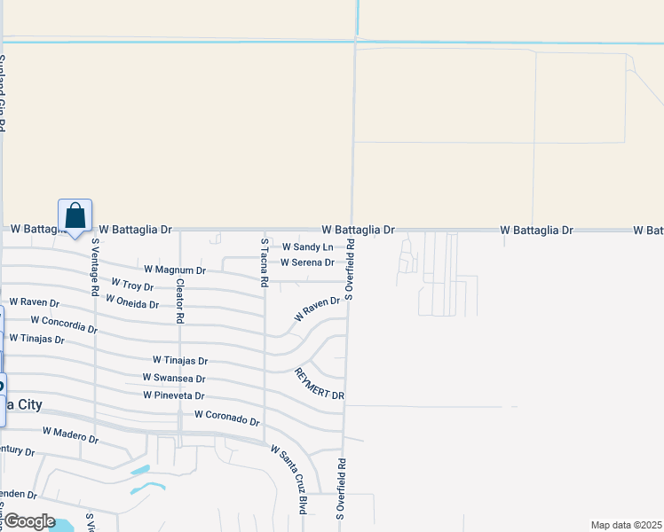 map of restaurants, bars, coffee shops, grocery stores, and more near 8161 West Serena Drive in Arizona City