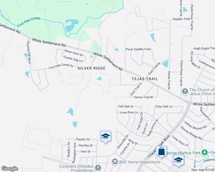 map of restaurants, bars, coffee shops, grocery stores, and more near 304 Balcones Drive in Fort Worth