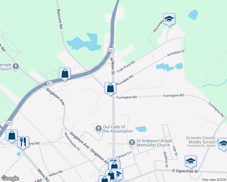 map of restaurants, bars, coffee shops, grocery stores, and more near 600-698 North Main Street in Sylvania