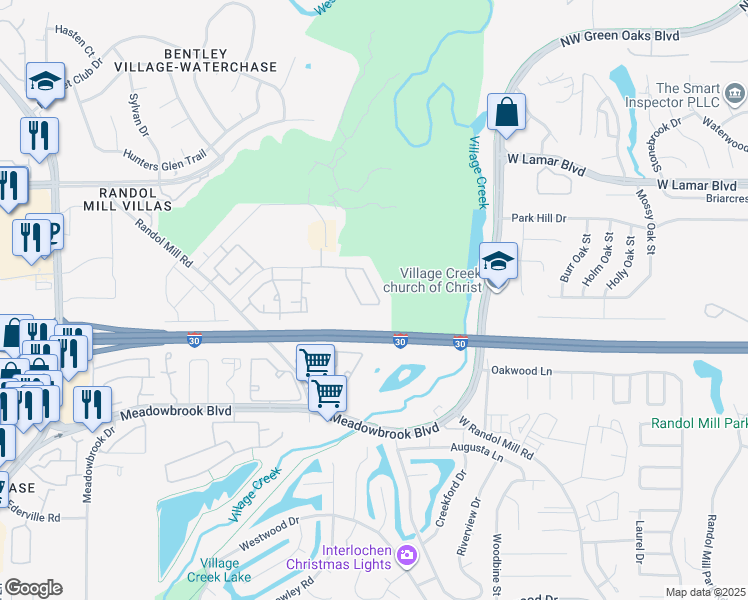 map of restaurants, bars, coffee shops, grocery stores, and more near 9144 Cottonwood Village Drive in Fort Worth