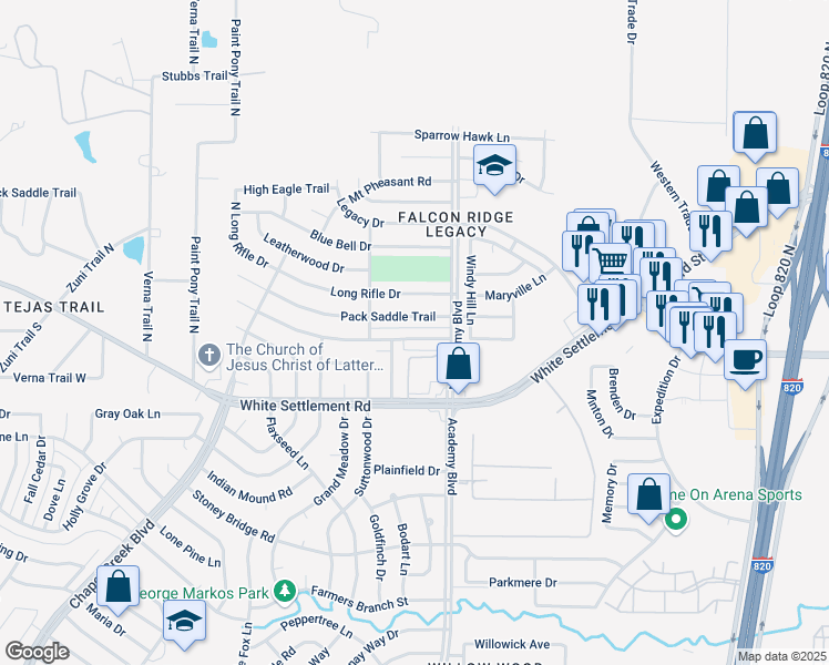 map of restaurants, bars, coffee shops, grocery stores, and more near 9940 Lone Eagle Drive in Fort Worth