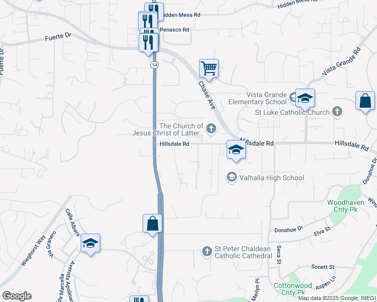 map of restaurants, bars, coffee shops, grocery stores, and more near 1591 Hillsdale Road in El Cajon