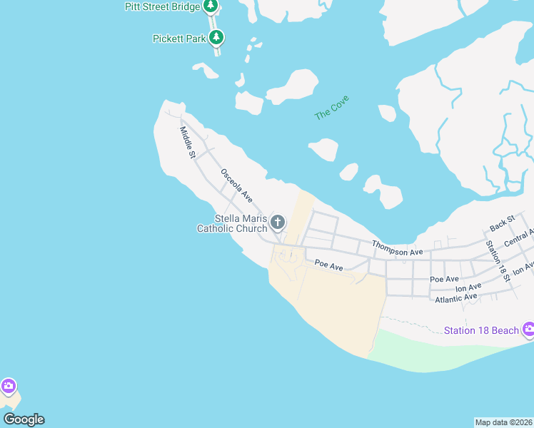 map of restaurants, bars, coffee shops, grocery stores, and more near 402 Seabreeze Lane in Sullivan's Island