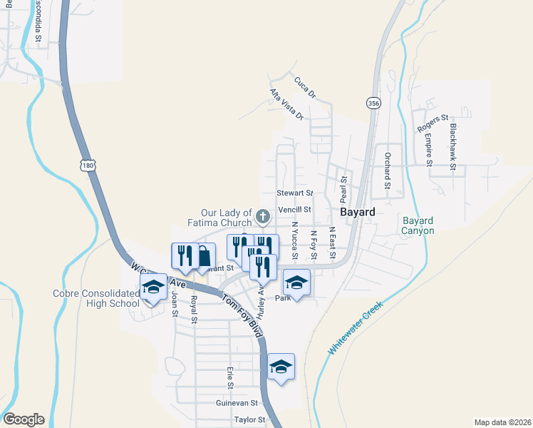 map of restaurants, bars, coffee shops, grocery stores, and more near in Bayard