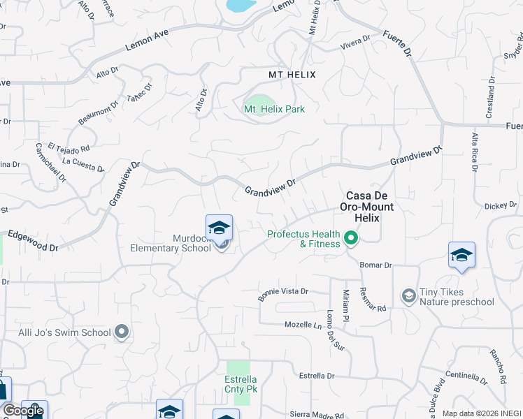 map of restaurants, bars, coffee shops, grocery stores, and more near 4627 Grandview Terrace in La Mesa