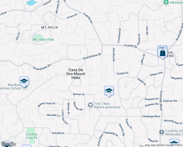 map of restaurants, bars, coffee shops, grocery stores, and more near 4551 Peak Court in La Mesa