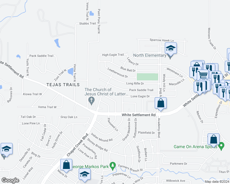 map of restaurants, bars, coffee shops, grocery stores, and more near 10120 Lone Eagle Drive in Fort Worth