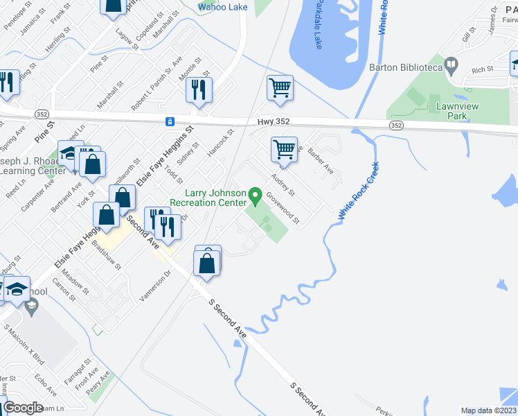 map of restaurants, bars, coffee shops, grocery stores, and more near 3700 Dixon Avenue in Dallas