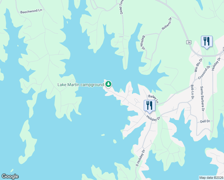 map of restaurants, bars, coffee shops, grocery stores, and more near 350 North Holiday Drive in Dadeville