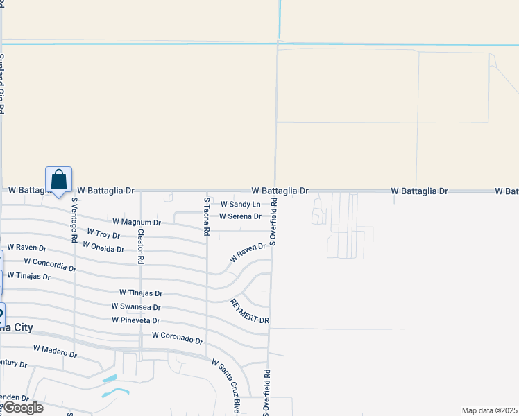 map of restaurants, bars, coffee shops, grocery stores, and more near 8161 West Serena Drive in Arizona City