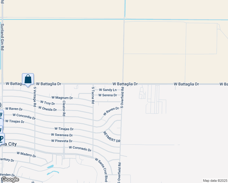 map of restaurants, bars, coffee shops, grocery stores, and more near 8161 West Serena Drive in Arizona City