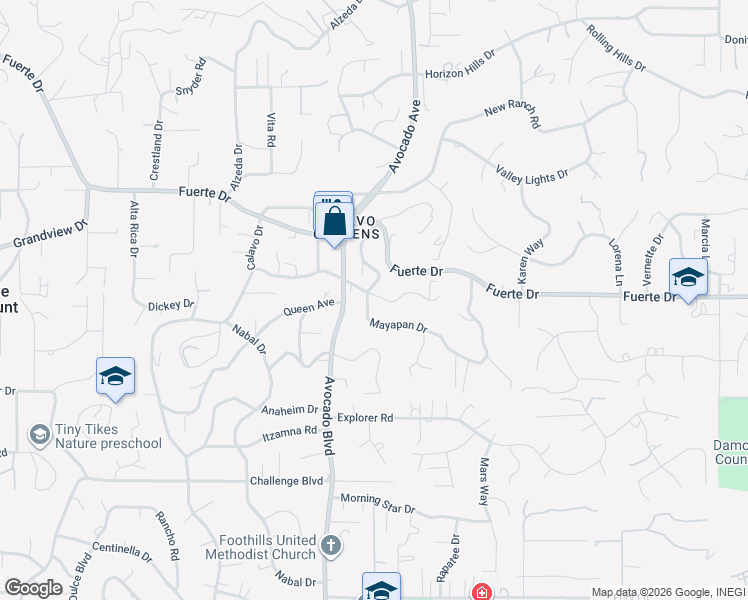 map of restaurants, bars, coffee shops, grocery stores, and more near 4539 Mayapan Drive in La Mesa