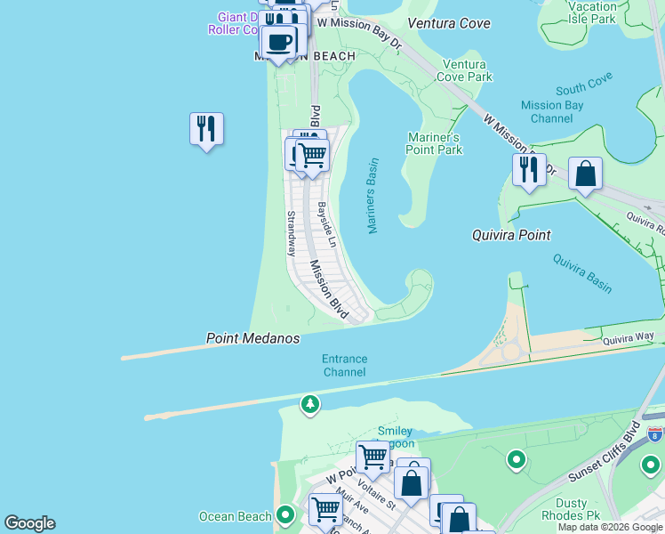 map of restaurants, bars, coffee shops, grocery stores, and more near 802 San Luis Rey Place in San Diego