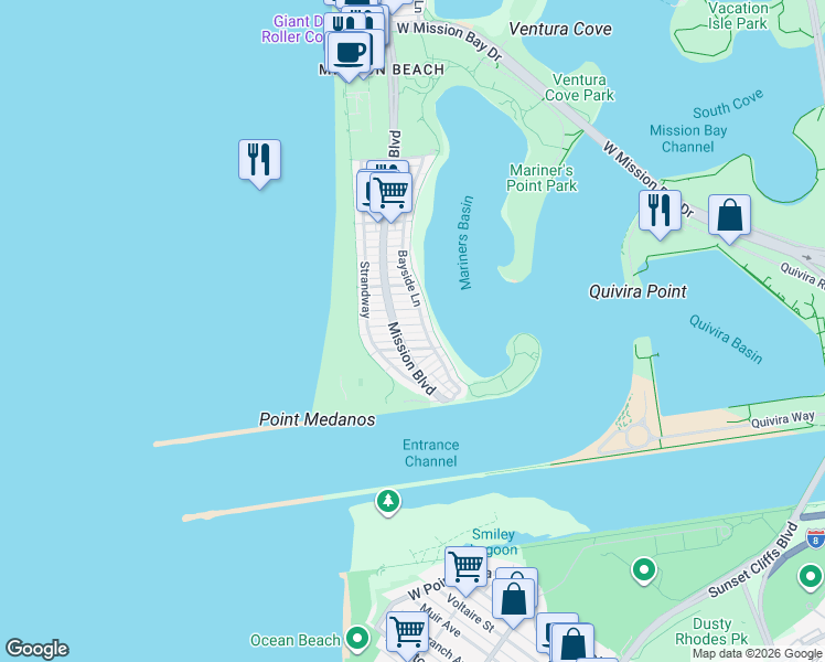 map of restaurants, bars, coffee shops, grocery stores, and more near 802 San Luis Rey Place in San Diego