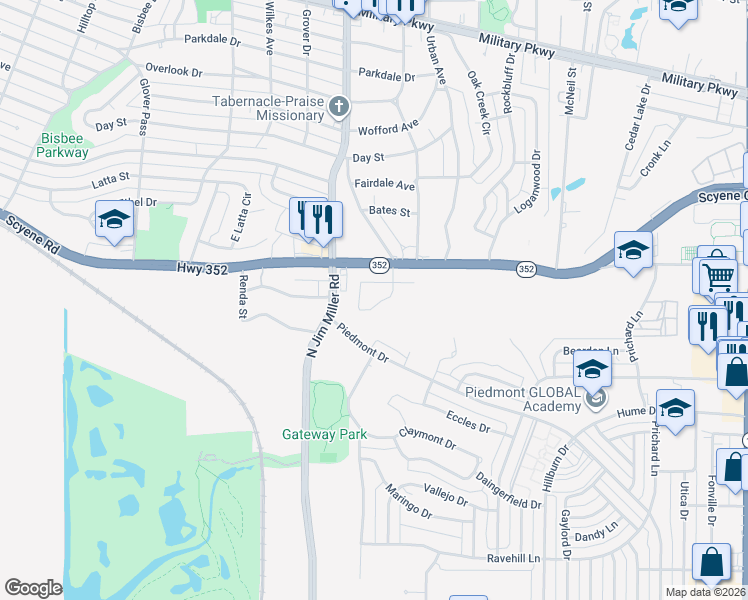 map of restaurants, bars, coffee shops, grocery stores, and more near 2914 Victorian Forest Drive in Dallas