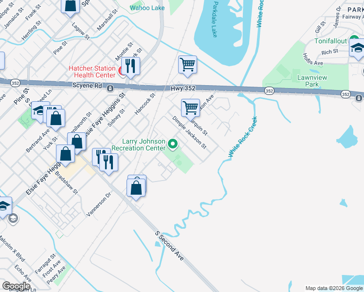 map of restaurants, bars, coffee shops, grocery stores, and more near 3700 Dixon Avenue in Dallas