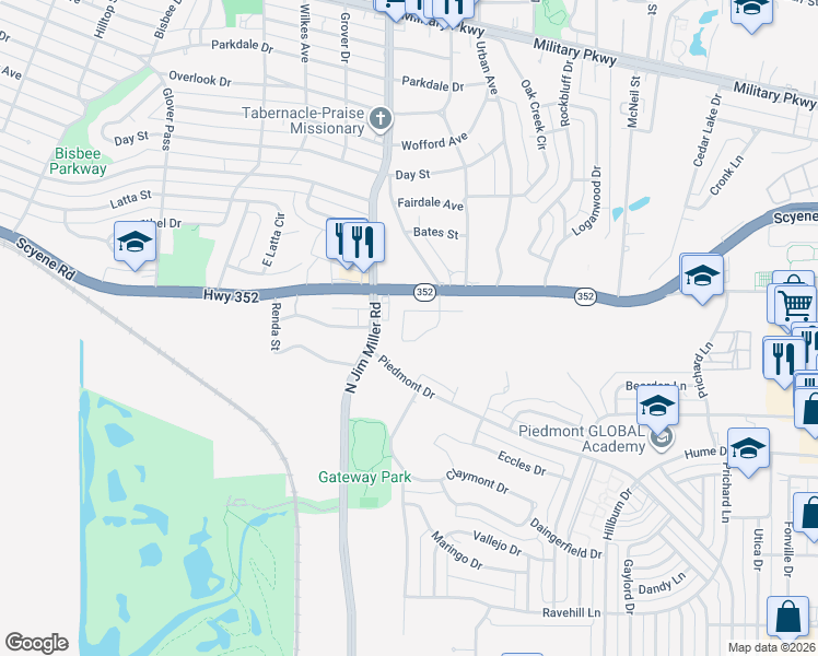map of restaurants, bars, coffee shops, grocery stores, and more near 2914 Victorian Forest Drive in Dallas