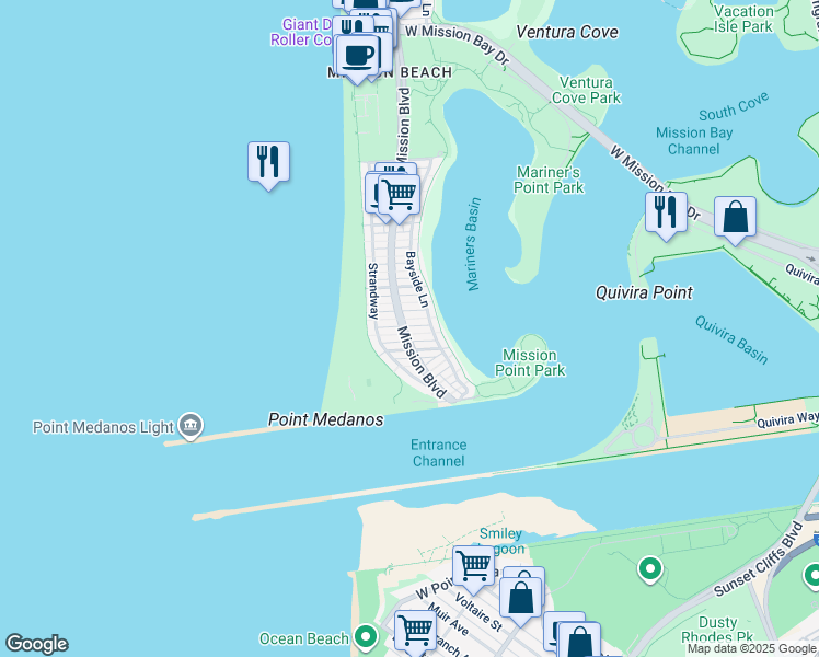 map of restaurants, bars, coffee shops, grocery stores, and more near 802 Avalon Court in San Diego