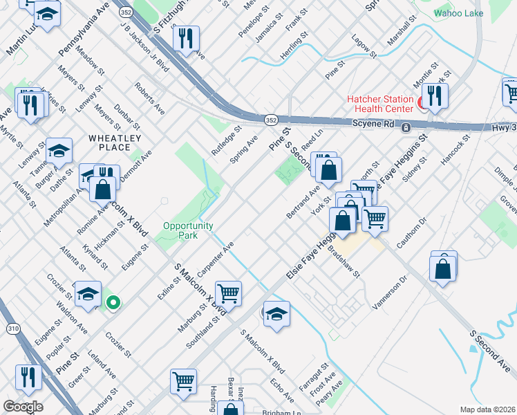 map of restaurants, bars, coffee shops, grocery stores, and more near 3120 Carpenter Avenue in Dallas