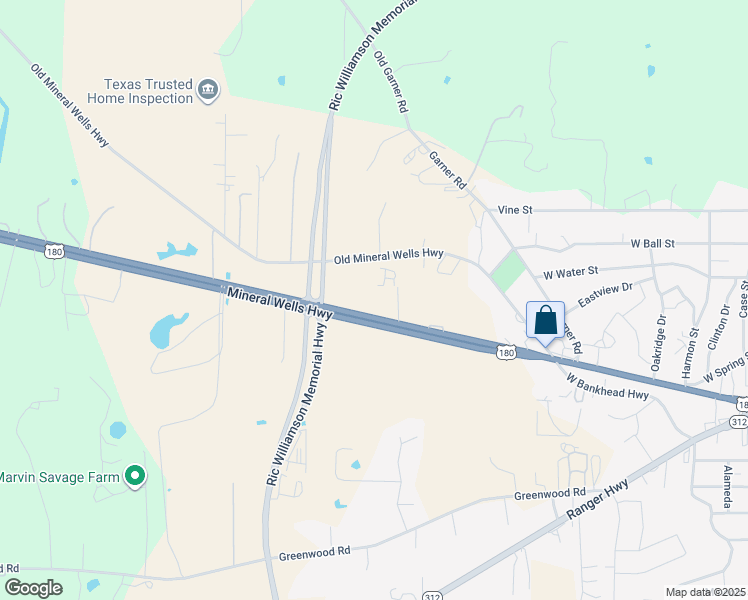 map of restaurants, bars, coffee shops, grocery stores, and more near 1888 Mineral Wells Highway in Weatherford