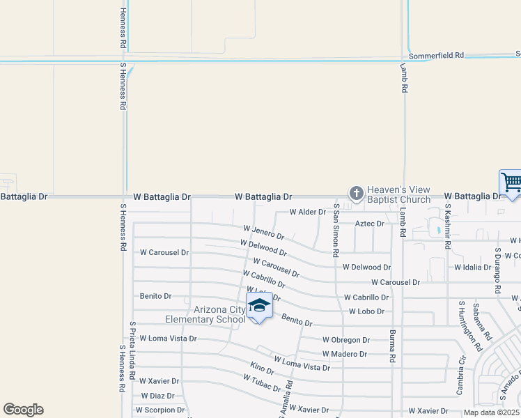 map of restaurants, bars, coffee shops, grocery stores, and more near 12926 South Yucatan Road in Arizona City