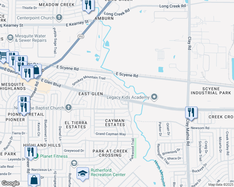 map of restaurants, bars, coffee shops, grocery stores, and more near 2000 Smokey Mountain Trail in Mesquite